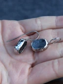 Doğal Taş Obsidyen Doğal Taşlı Rodyum (Gümüş) Kaplama Kadın Küpe euku3or - 4