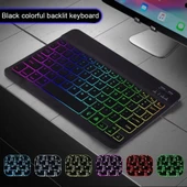 Huawei Matepad T10S 10.1" Uyumlu Kablosuz Bluetooth Şarjlı Rgp 7 Renk Işıklı Klavye - 7