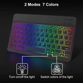 Huawei Matepad T10S 10.1" Uyumlu Kablosuz Bluetooth Şarjlı Rgp 7 Renk Işıklı Klavye - 5