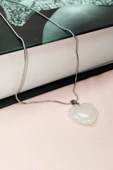 Pembe Kuvars Doğal Taşı Zincirli El Yapımı Kolye Uç: 2 cm Zincir: 20 cm Kutulu - 5