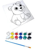 Hayal Sepeti SEVİMLİ AYICIK Resimli Tuval 20 X 20 6lı boya, fırça Boyama seti - 1