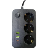 3 lü Akım Korumalı 2 Adet USB 1 Adet Type-C Girişli Priz 3414 - 1