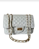 Kadın beyaz Gold Zincirli Şık Kullanışlı 3 bölmeli  Kol Çantası - 1