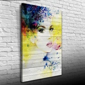 Sarı Beyaz Tonlarda Kadın Portresi Kanvas Tablo 50 x 70 - 1