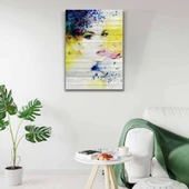 Sarı Beyaz Tonlarda Kadın Portresi Kanvas Tablo 50 x 70 - 2