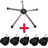 Türksit Ofis Koltuğu Yedek Parça Çekme Metalik Gri Boyalı Ayak 70'Lik+5'Li Tekerlek Seti - 1