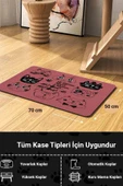 MAtGo Pati Süper Mood Deri Ne Kadar Mama O Kadar Miyav Pembe Beslenme Matı Kedi Köpek Mama Paspası 50x70cm - 2