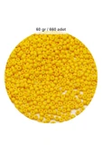 Sarı Renk 4 mm Yaklaşık 660 adet / 60 gram Cam Boncuk Oya Yazma Bileklik ve Kolye - 1