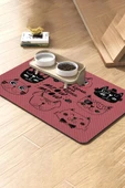 MAtGo Pati Süper Mood Deri Ne Kadar Mama O Kadar Miyav Pembe Beslenme Matı Kedi Köpek Mama Paspası 50x70cm - 1