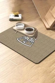 MAtGo Pati Süper Mood Deri Mama Kabı Desenli Krem Beslenme Matı Kedi Köpek Mama Paspası 50x70cm - 1