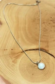 Kalsedon Doğal Taşı Zincirli El Yapımı Kolye Uç: 1,5 cm Zincir: 20 cm Kutulu - 5
