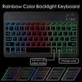 Lenovo Tab M10 Plus TB128FU 10.61" Uyumlu Kablosuz Bluetooth Şarjlı Rgp 7 Renk Işıklı Klavye Mouse Seti thumbnail 9