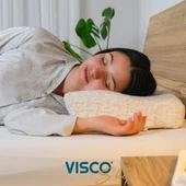Ortopedik Visco Yastık Boyun Formu İçin Özel Tasarım Hermosa Keten Kılıflı Ergonomik 60x35x11-7 Cm - 2