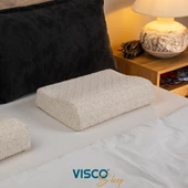 Visco Yastık Ortopedik Yastık Peon Boyun Destekli Yastık Doğal Viskon Kılıflı Küçük Ergonomik 45x30x10-7 Cm - 1