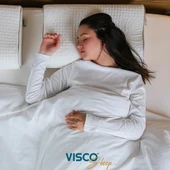 Ortopedik Visco Yastık Boyun Destekli Yastık Velicia Doğal Viskon Kılıflı Yastık 55x35x12-10 cm - 2