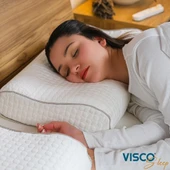 Ortopedik Visco Yastık Boyun Destekli Yastık Velicia Doğal Viskon Kılıflı Yastık 55x35x12-10 cm - 3