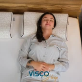 Visco Yastık Ortopedik Yastık Organik Keten Kılıflı Boyun Destekli Velicia Visko 55x35x12-10 cm thumbnail 4