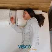 Visco Yastık Ortopedik Yastık Organik Keten Kılıflı Boyun Destekli Velicia Visko 55x35x12-10 cm thumbnail 3