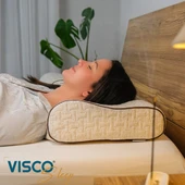 Visco Yastık Ortopedik Yastık Organik Keten Kılıflı Boyun Destekli Velicia Visko 55x35x12-10 cm thumbnail 2