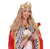 Taşlı Altın Renk Prenses Tacı Ve Kırmızı Kraliyet Prenses Asası thumbnail 1