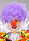 Mor Renk Kıvırcık Afro Bonus Peruk Takma Saç Ve Kırmızı Burun Seti - 2