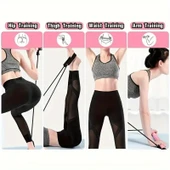 Valkyrie 4 Lastikli 1. Kalite Pilates Bar Egzersiz Çubuğu Ayarlanabilir Zorluk Evde Spor Squat Kademeli Çantalı Kolay Kurulum - 9