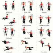 Valkyrie 4 Lastikli 1. Kalite Pilates Bar Egzersiz Çubuğu Ayarlanabilir Zorluk Evde Spor Squat Kademeli Çantalı Kolay Kurulum - 5
