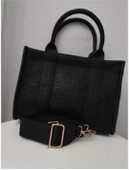 SİYAH 25*18 Orta Boy Vegan Deri El ve Omuz Çantası - 1