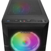 Everest CREST V1 Mesh Temperli Camlı 4x12cm Auto RGB Fan ATX Mid-T Gaming Oyuncu Kasası thumbnail 1