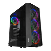 Everest BUMPY 4-12cm RGB Fan Tempered Camlı ATX Mid-T Gaming Oyuncu Kasası thumbnail 1