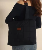 kadın siyah kapitone el kol ve omuz  çanta - 1