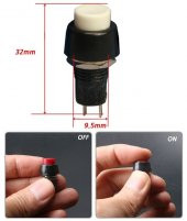 BUTON R18-25B Yuvarlak BEYAZ ( PBS11B) IC-186 - 1