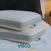 Visco Yastık Klasik Yüksek Yastık Ergonomik Yastık Fiore Doğal Keten Kılıflı Yastık 65x40x14 cm - 1