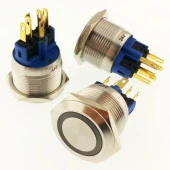 Onpow Buton Yuvarlak Metal Su Geçirmez 22mm 24V Yeşil Halka Ledli No:70 - 1