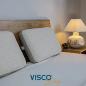 Visco Yastık Klasik Yüksek Yastık Ergonomik Yastık Fiore Doğal Keten Kılıflı Yastık 65x40x14 cm - 4