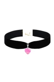 Pembe Damarlı Akik Doğal Taş Kadın Siyah Kadife Choker Kolye - 1