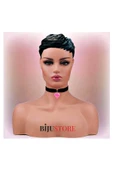 Pembe Damarlı Akik Doğal Taş Kadın Siyah Kadife Choker Kolye - 2
