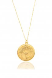 925 Ayar Gümüş Güneş Tasarım Madalyon Kolye - 5