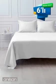 6'lı Lastiksiz Düz Beyaz Çarşaf %100 Pamuk Çift/Tek Kişilik ,63tel - 1