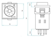 emas RZ1A2C12S-2 RZ1 Serisi 8 Pin'li 24VAC/DC 1CO+1NO 5A (rezistif) 0,1sn-12sn Analog Zaman Elektronik Röle - 3