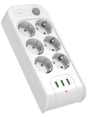 Polosmart MP10 Termal Akım Korumalı 6'lı Uzatma Kablosu 2M Beyaz - 2