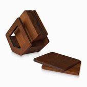 Woodsaka Üçgen Bardak Atlığı Seti - 8 Bardak Altlığı ve Standı -Sapelli (maun) - 3