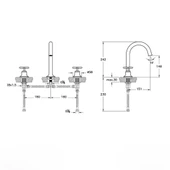 Vitra Origin Classic Ankastre Lavabo Bataryası (3 Delikli Lavabolar İçin) Soft Bakır A4289129 - 2