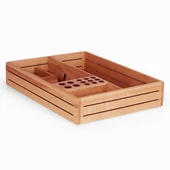 Woodsaka 3Line Masaüstü Organizer ve Aksesuar Kutusu - Kiraz Ağacından - 3