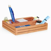 Woodsaka 3Line Masaüstü Organizer ve Aksesuar Kutusu - Kiraz Ağacından - 1