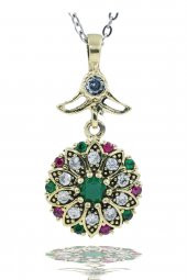 Verde  Renkli Taşlı  Gümüş Üçlü Set Otantik Takı Ayarlanabiilir Yüzüklü thumbnail 4