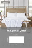 2'li Lastiksiz Düz Beyaz Çarşaf %100 Pamuk Çift/Tek Kişilik ,63tel - 1