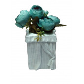 MAVİ GÜL YAPAY ÇİÇEK MİNİ VAZOLU 20CM - 1