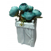 MAVİ GÜL YAPAY ÇİÇEK MİNİ VAZOLU 20CM - 2