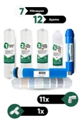 12 Aşamalı Su Arıtma Filtresi Seti - Sediment Gac Karbon Granül Karbon Post Karbon Membran Alkali ve Multi Mineral Filtre + Bağlantı Aparatları - 1